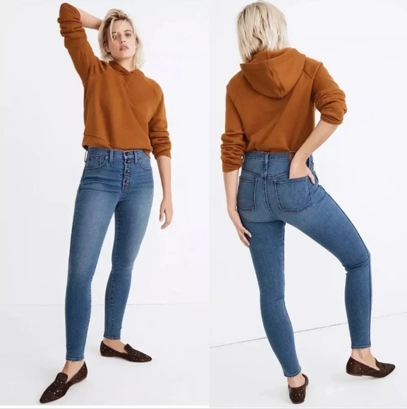Madewell 10” High Rise Blue Skinny Jeans - Size 30 - Picture 5 of 6